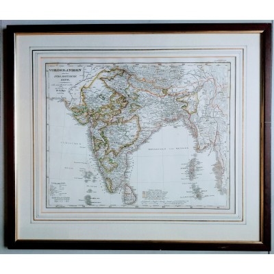 Mapa Indii pod wpływem Kompanii Wschodnioindyjskich. I poł. XIX w. Niemcy. Stieler’s Hand-Atlas 1846